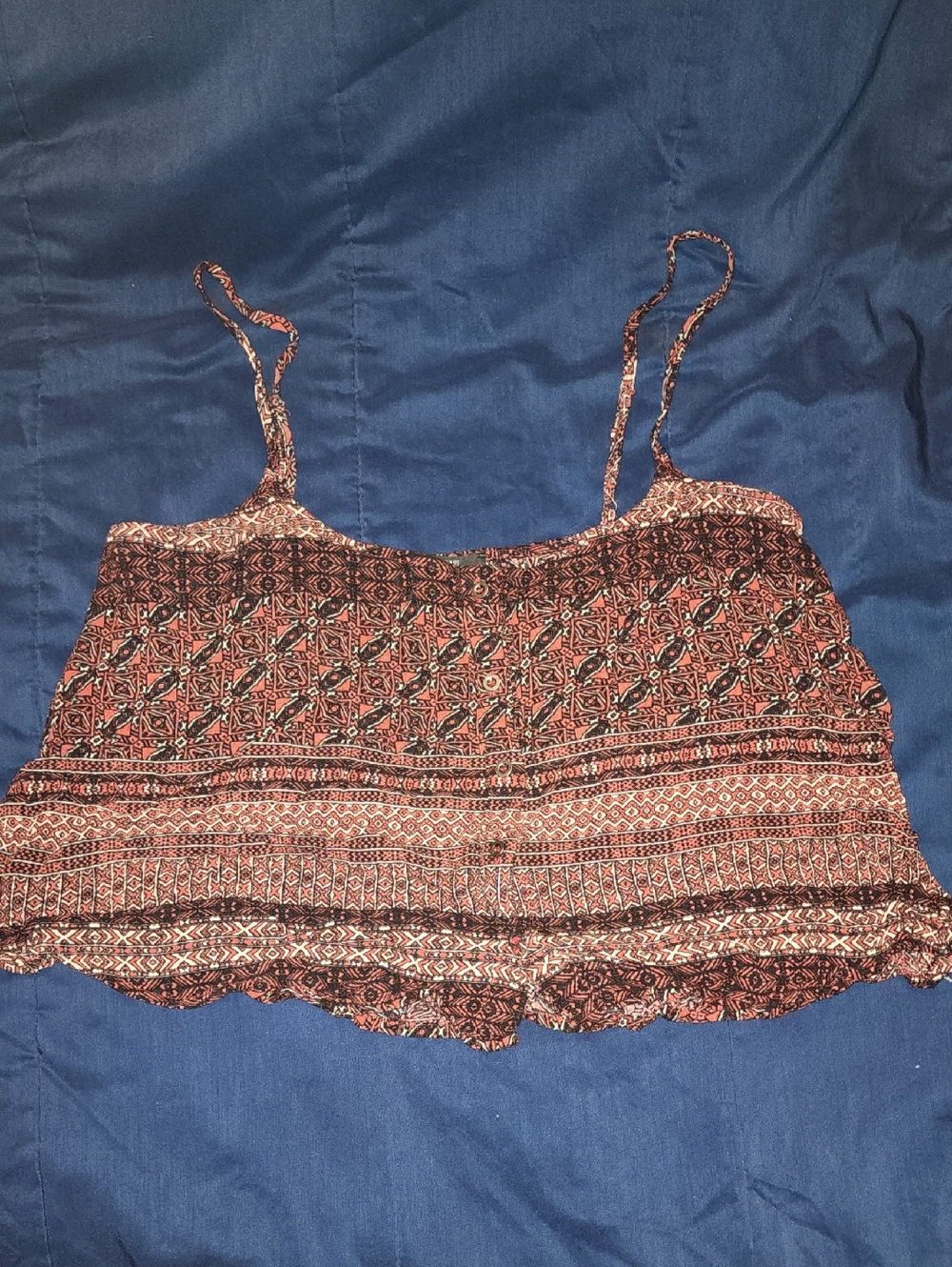 Vintage Forever 21 Rust Multi Print Spaghetti Strap Crop Cami